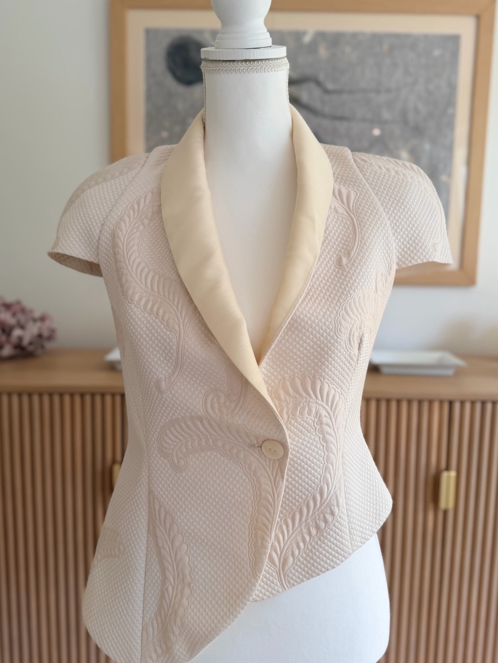 3.1 Phillip Lim Cream Short-Sleeve Textured Blazer